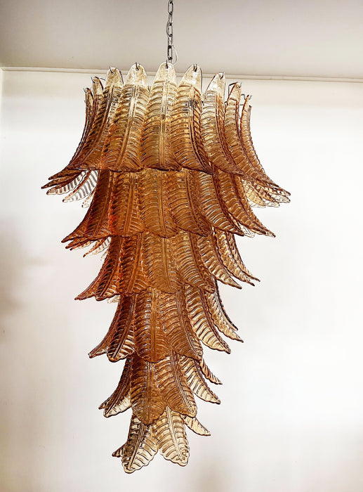 Murano Amber Felch Spiral Chandelier-DWHOME