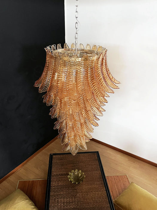 Murano Amber Felch Spiral Chandelier-DWHOME