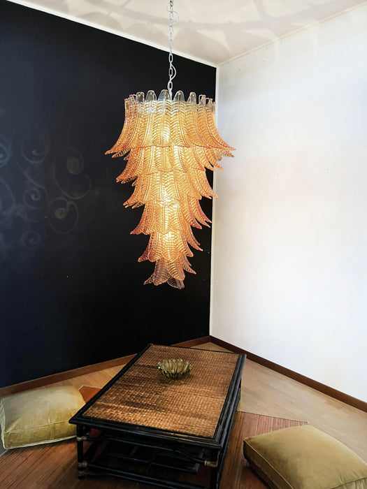 Murano Amber Felch Spiral Chandelier-DWHOME