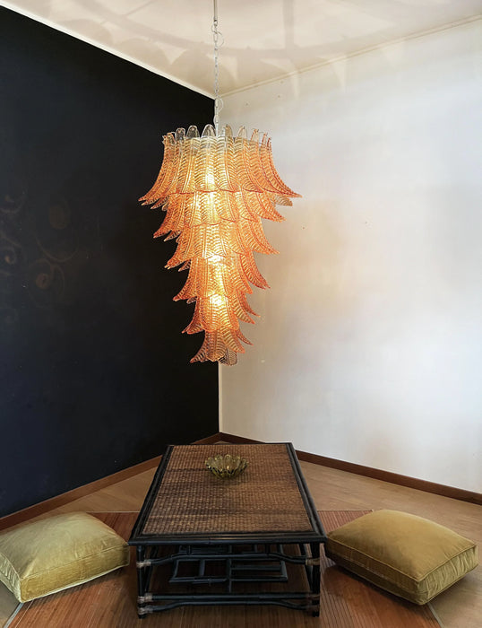 Murano Amber Felch Spiral Chandelier-DWHOME