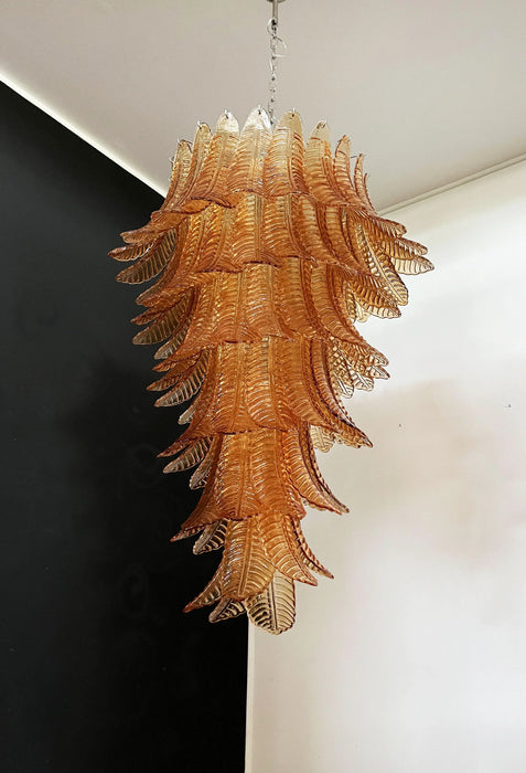 Murano Amber Felch Spiral Chandelier-DWHOME