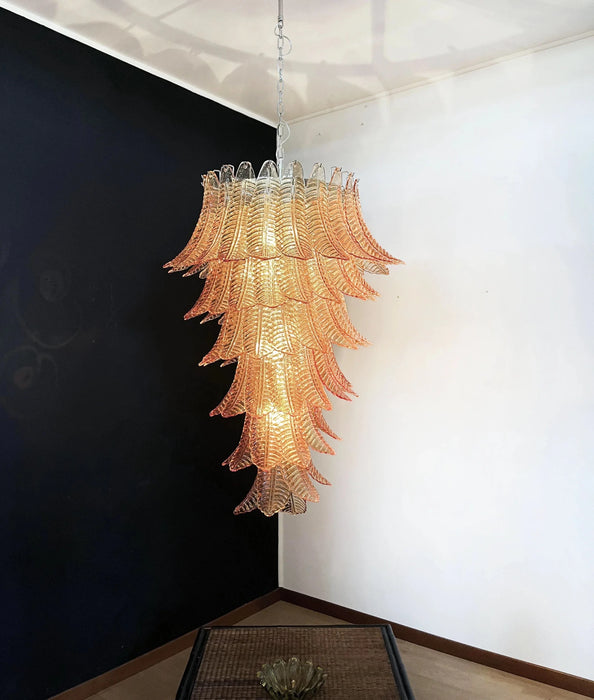 Murano Amber Felch Spiral Chandelier-DWHOME