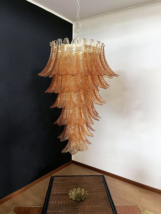 Murano Amber Felch Spiral Chandelier-DWHOME