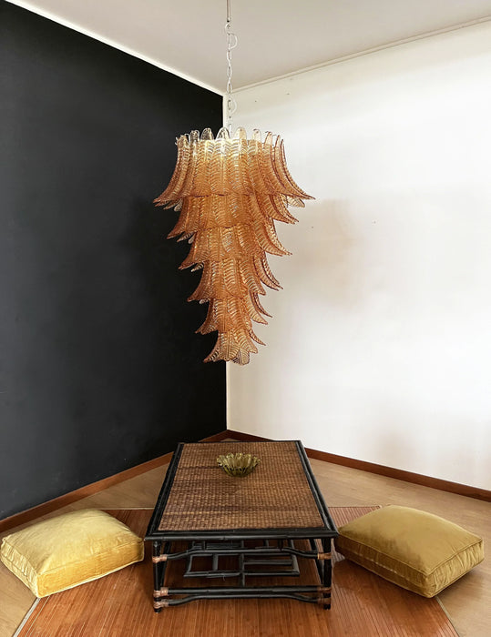 Murano Amber Felch Spiral Chandelier-DWHOME