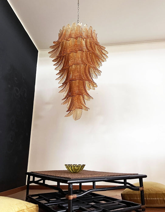 Murano Amber Felch Spiral Chandelier-DWHOME