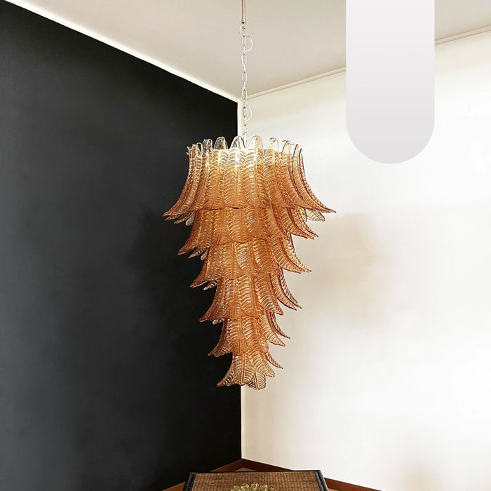 Murano Amber Felch Spiral Chandelier-DWHOME