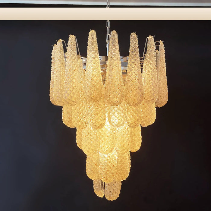 Vintage Amber Murano Glass Petals Drop Chandelier-DWHOME