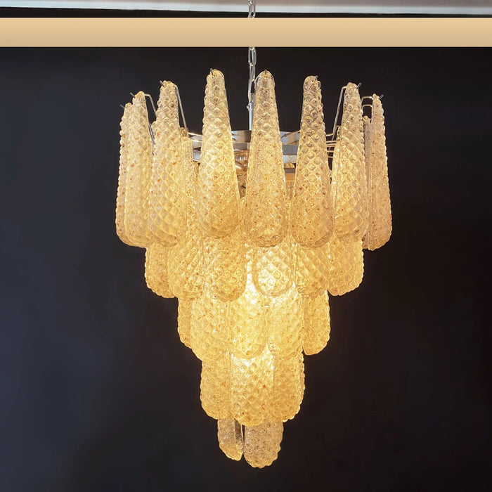 Vintage Amber Murano Glass Petals Drop Chandelier-DWHOME