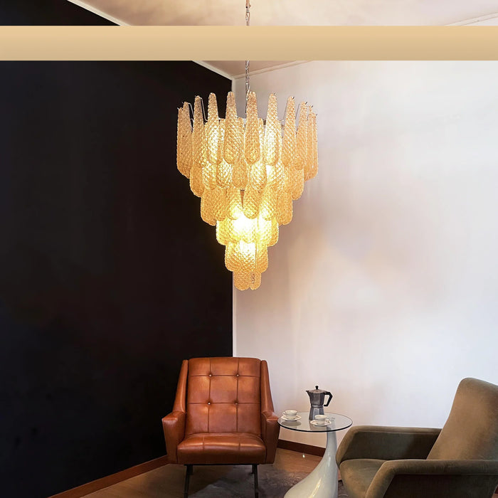 Vintage Amber Murano Glass Petals Drop Chandelier-DWHOME