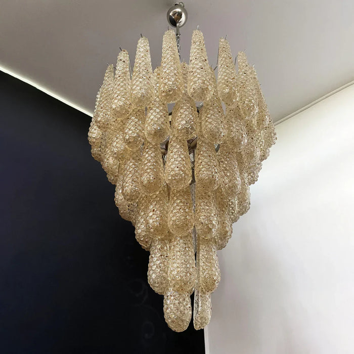 Vintage Amber Murano Glass Petals Drop Chandelier-DWHOME