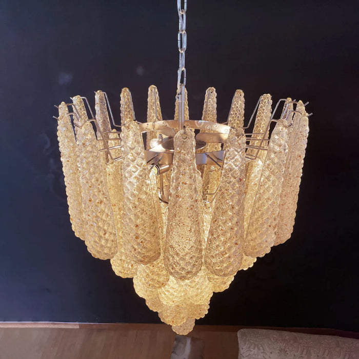 Vintage Amber Murano Glass Petals Drop Chandelier-DWHOME