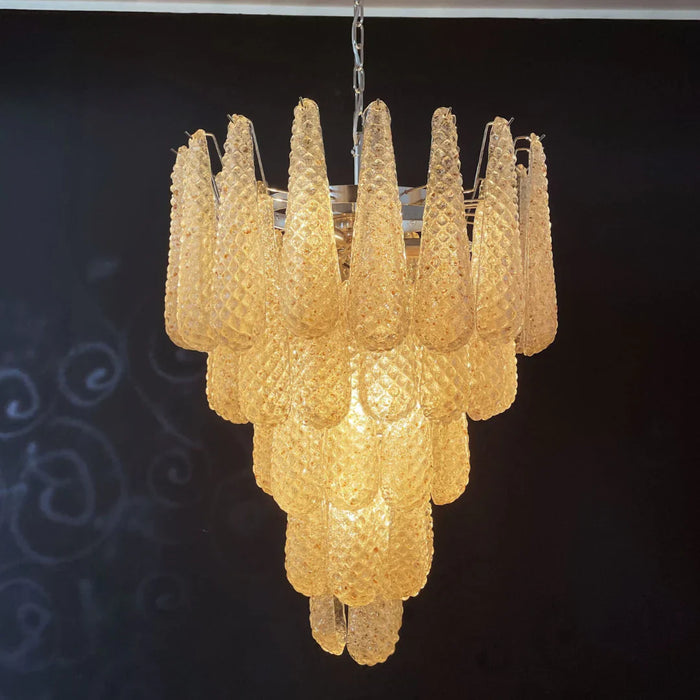 Vintage Amber Murano Glass Petals Drop Chandelier-DWHOME