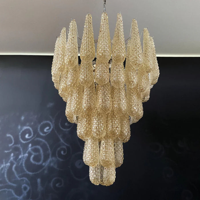 Vintage Amber Murano Glass Petals Drop Chandelier-DWHOME