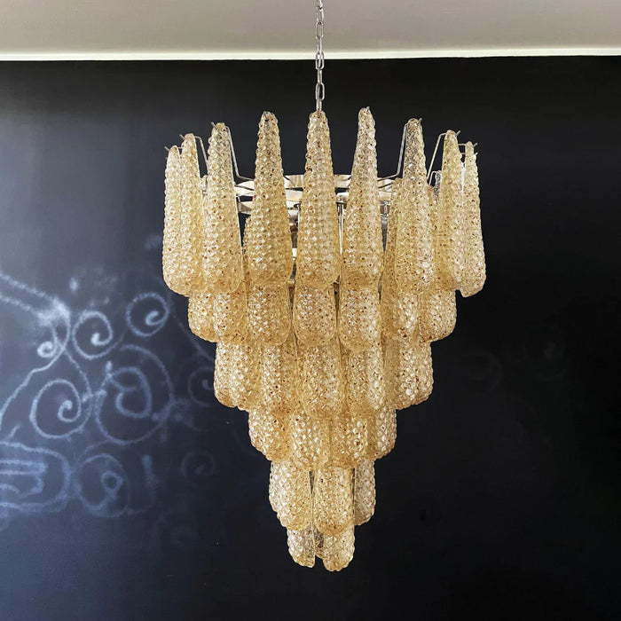 Vintage Amber Murano Glass Petals Drop Chandelier-DWHOME