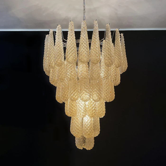 Vintage Amber Murano Glass Petals Drop Chandelier-DWHOME