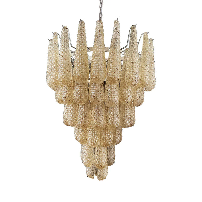 Vintage Amber Murano Glass Petals Drop Chandelier-DWHOME