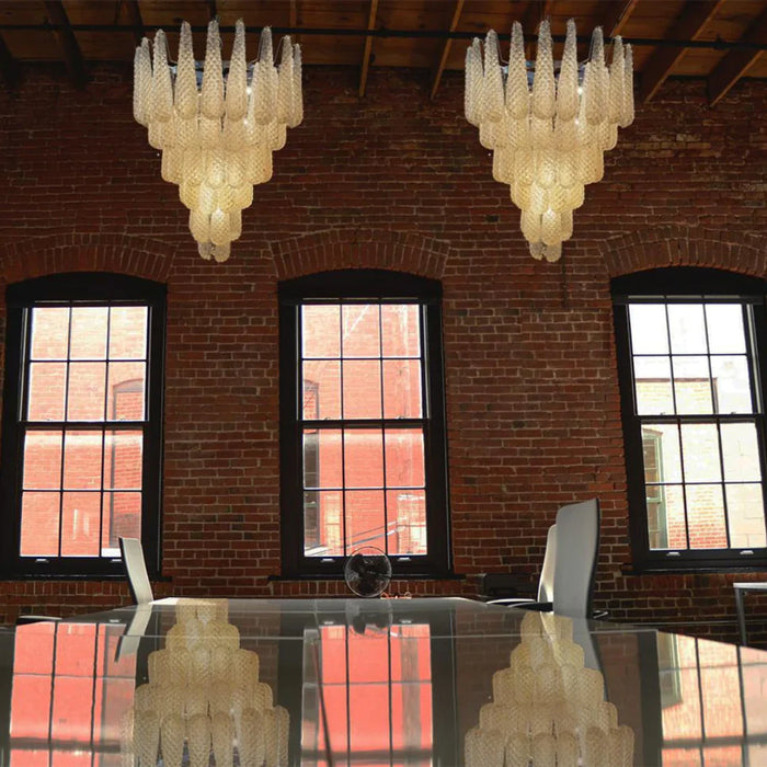 Vintage Amber Murano Glass Petals Drop Chandelier-DWHOME