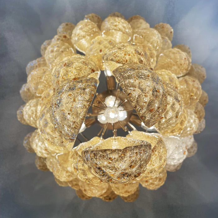 Vintage Amber Murano Glass Petals Drop Chandelier-DWHOME