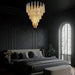 Vintage Amber Murano Glass Petals Drop Chandelier-DWHOME