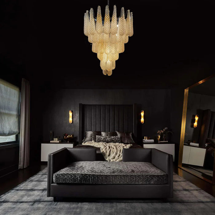 Vintage Amber Murano Glass Petals Drop Chandelier-DWHOME