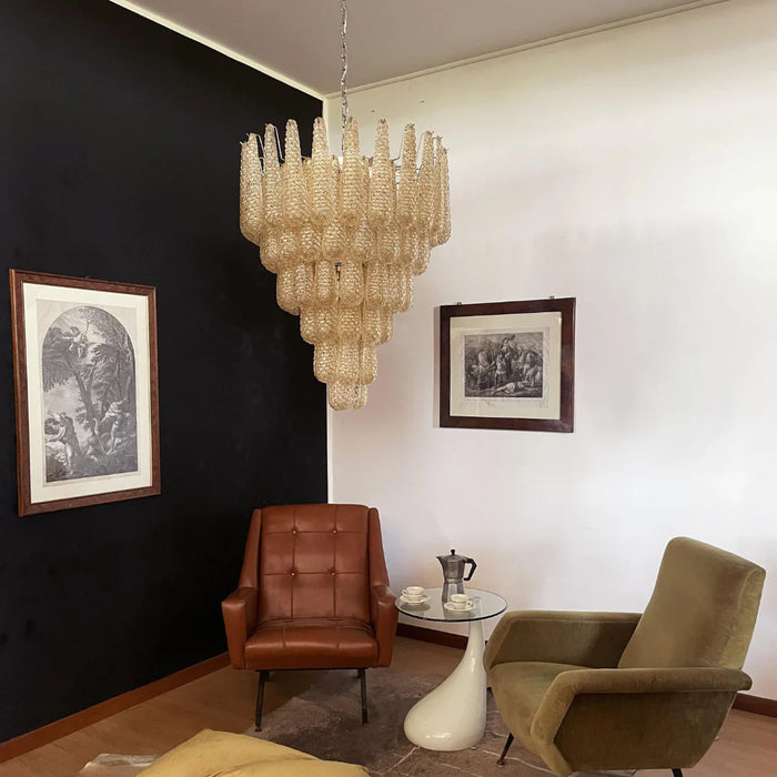 Vintage Amber Murano Glass Petals Drop Chandelier-DWHOME