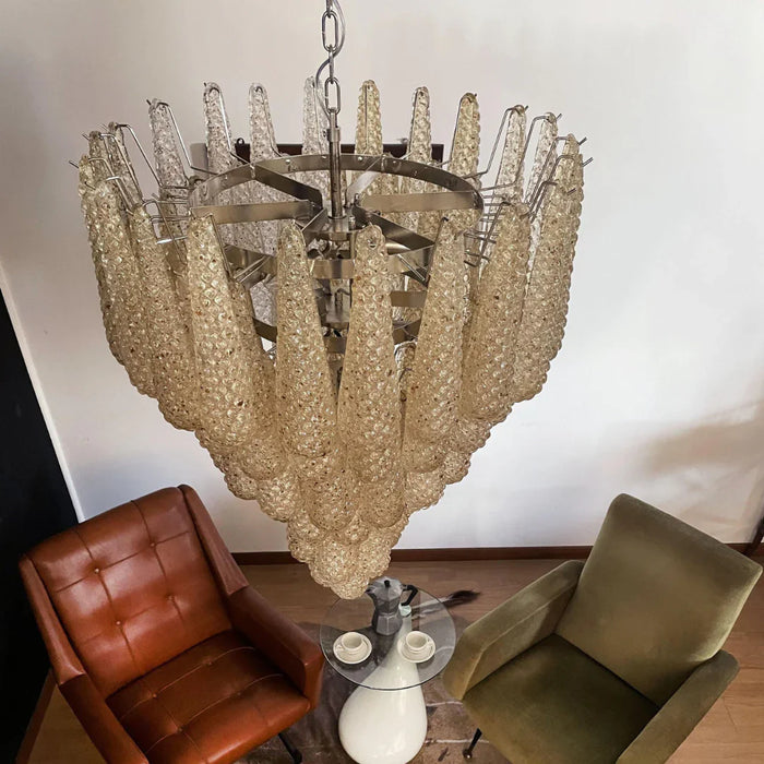 Vintage Amber Murano Glass Petals Drop Chandelier-DWHOME