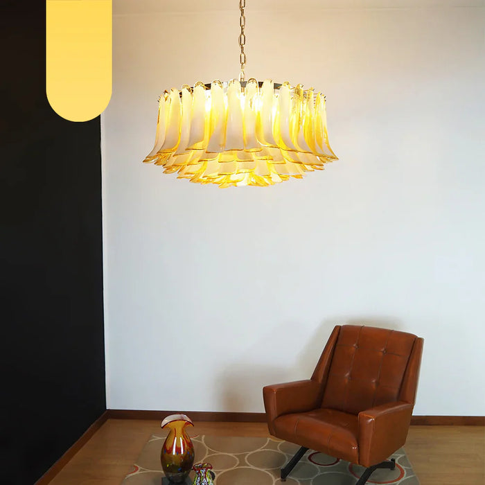 Murano Caramel Glass Petal Chandelier-DWHOME