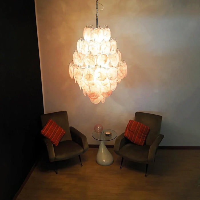 Huge Vintage Murano Pink Disks Chandelier-DWHOME