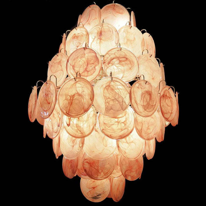 Huge Vintage Murano Pink Disks Chandelier-DWHOME