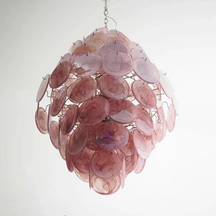 Huge Vintage Murano Pink Disks Chandelier-DWHOME