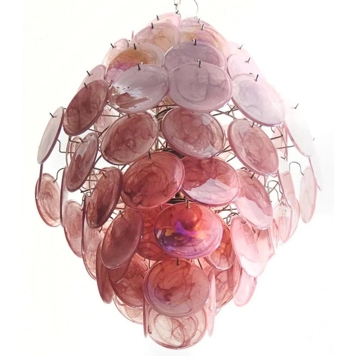 Huge Vintage Murano Pink Disks Chandelier-DWHOME