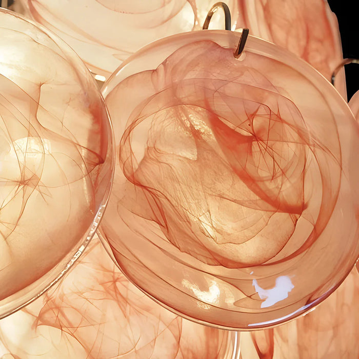 Huge Vintage Murano Pink Disks Chandelier-DWHOME