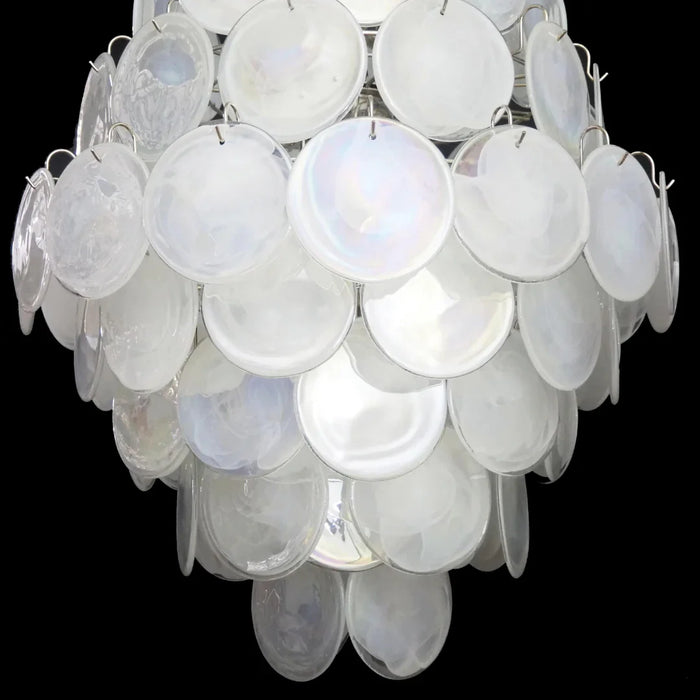 Huge Vintage Murano White Disks Chandelier-DWHOME