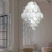 Huge Vintage Murano White Disks Chandelier-DWHOME