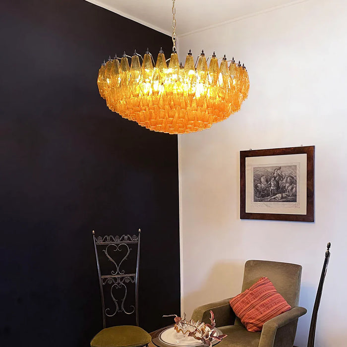 Murano Faceted Amber Glass Chandelier-DWHOME