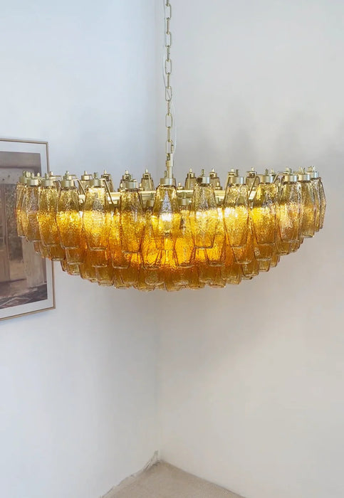 Murano Faceted Amber Glass Chandelier-DWHOME