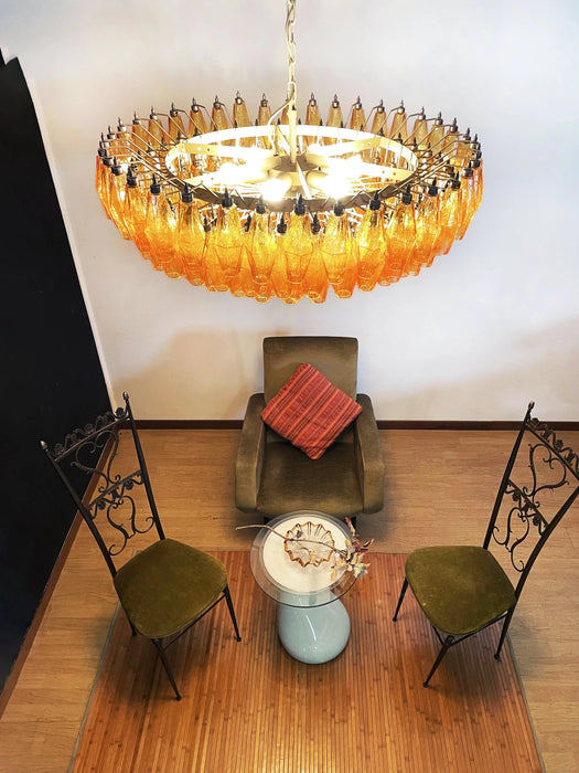 Murano Faceted Amber Glass Chandelier-DWHOME