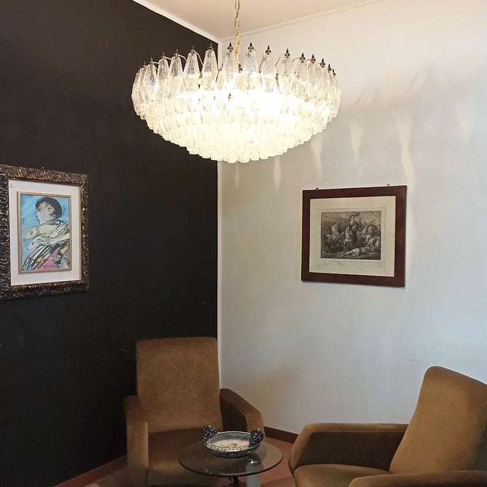 Murano Faceted Transparent Glass Chandelier-DWHOME