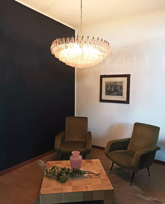 Murano Faceted Pink Glass Chandelier-DWHOME