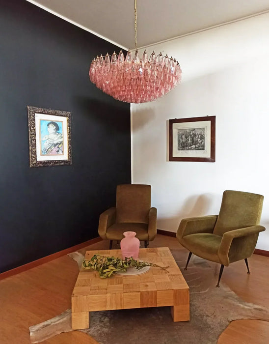Murano Faceted Pink Glass Chandelier-DWHOME