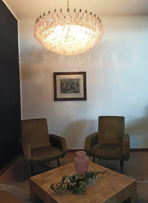 Murano Faceted Pink Glass Chandelier-DWHOME