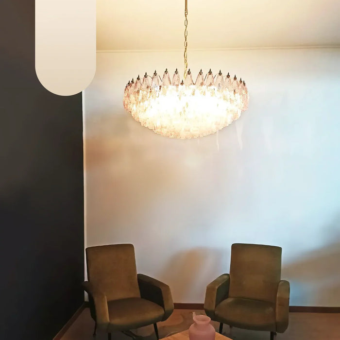 Murano Faceted Pink Glass Chandelier-DWHOME