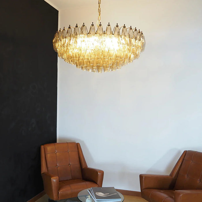 Murano Faceted Smoked Glass Chandelier-DWHOME