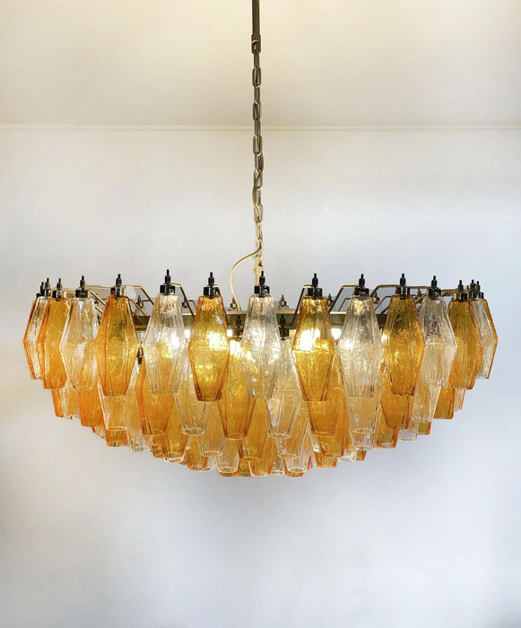 Murano Faceted Transparent Amber Glass Chandelier-DWHOME