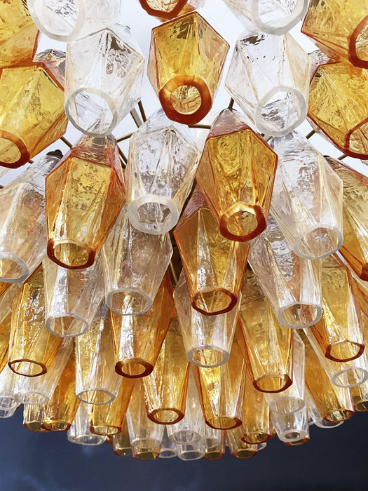 Murano Faceted Transparent Amber Glass Chandelier-DWHOME