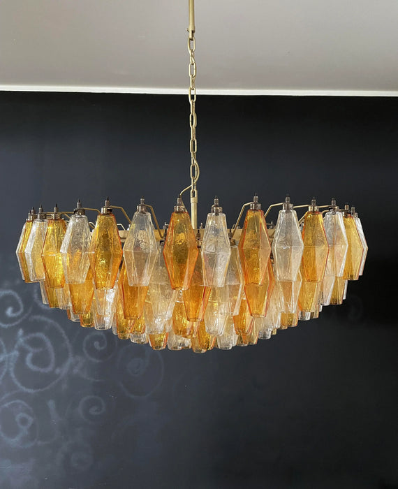 Murano Faceted Transparent Amber Glass Chandelier-DWHOME
