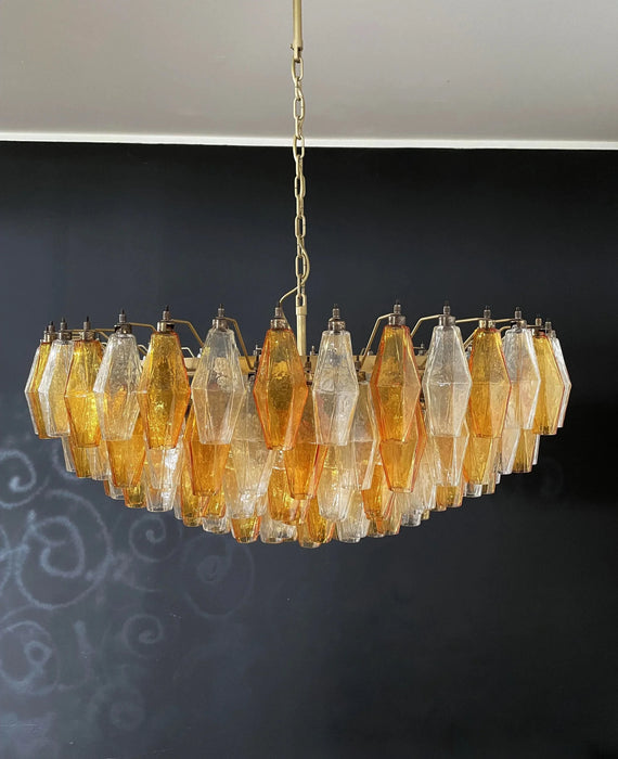Murano Faceted Transparent Amber Glass Chandelier-DWHOME