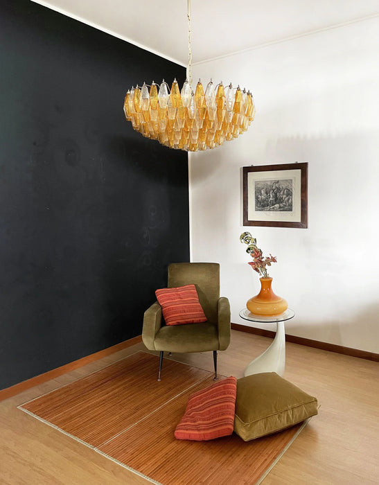 Murano Faceted Transparent Amber Glass Chandelier-DWHOME