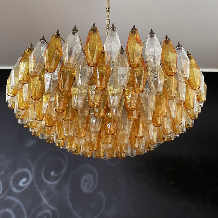 Murano Faceted Transparent Amber Glass Chandelier-DWHOME