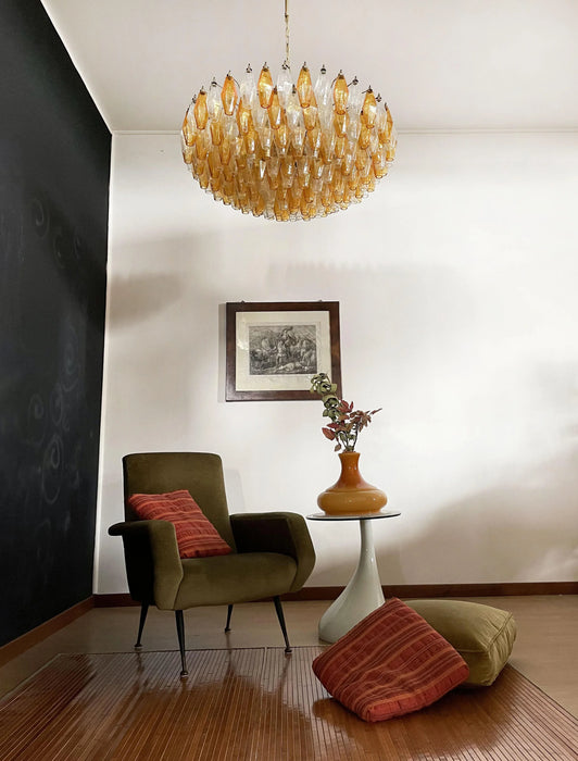 Murano Faceted Transparent Amber Glass Chandelier-DWHOME